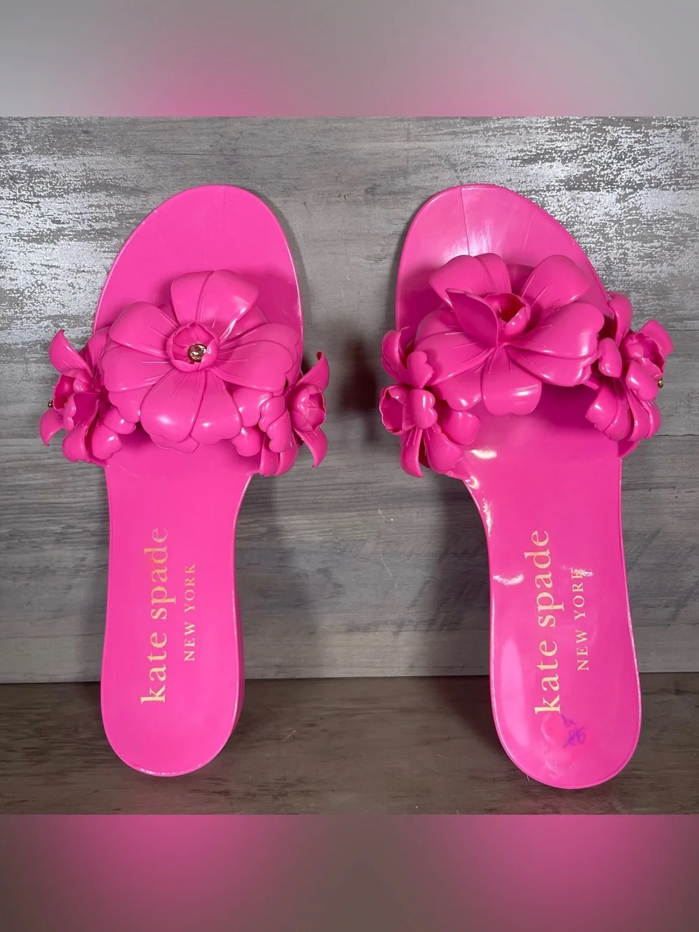 NEW Kate Spade Womens 8 Pink‎ Cloud Jaylee Floral Slip On Jelly Slide Sandals